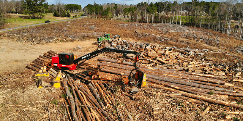 logging machine on field